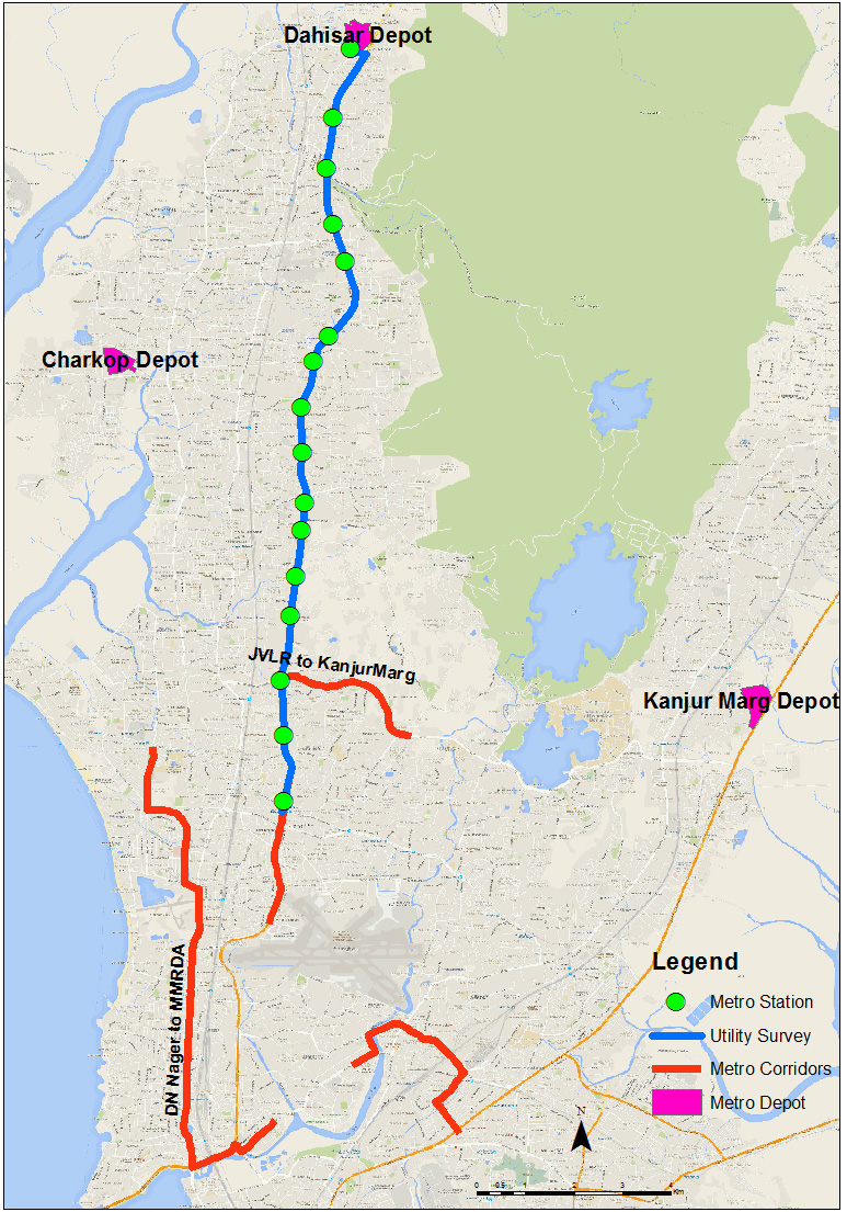 Detailed Topographic and Utility surveys for metro rail alignment and depot area from Ghatkopar to Wadala Depot and JVLR to Samarth Nagar for updation of Mumbai Metro Rail DPRs